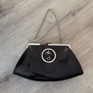Beijo London Paris NY Women’s Black pearlescent Buckle Chain Shoulder Bag Purse